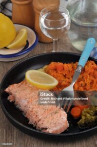 Salmon and carrot paste